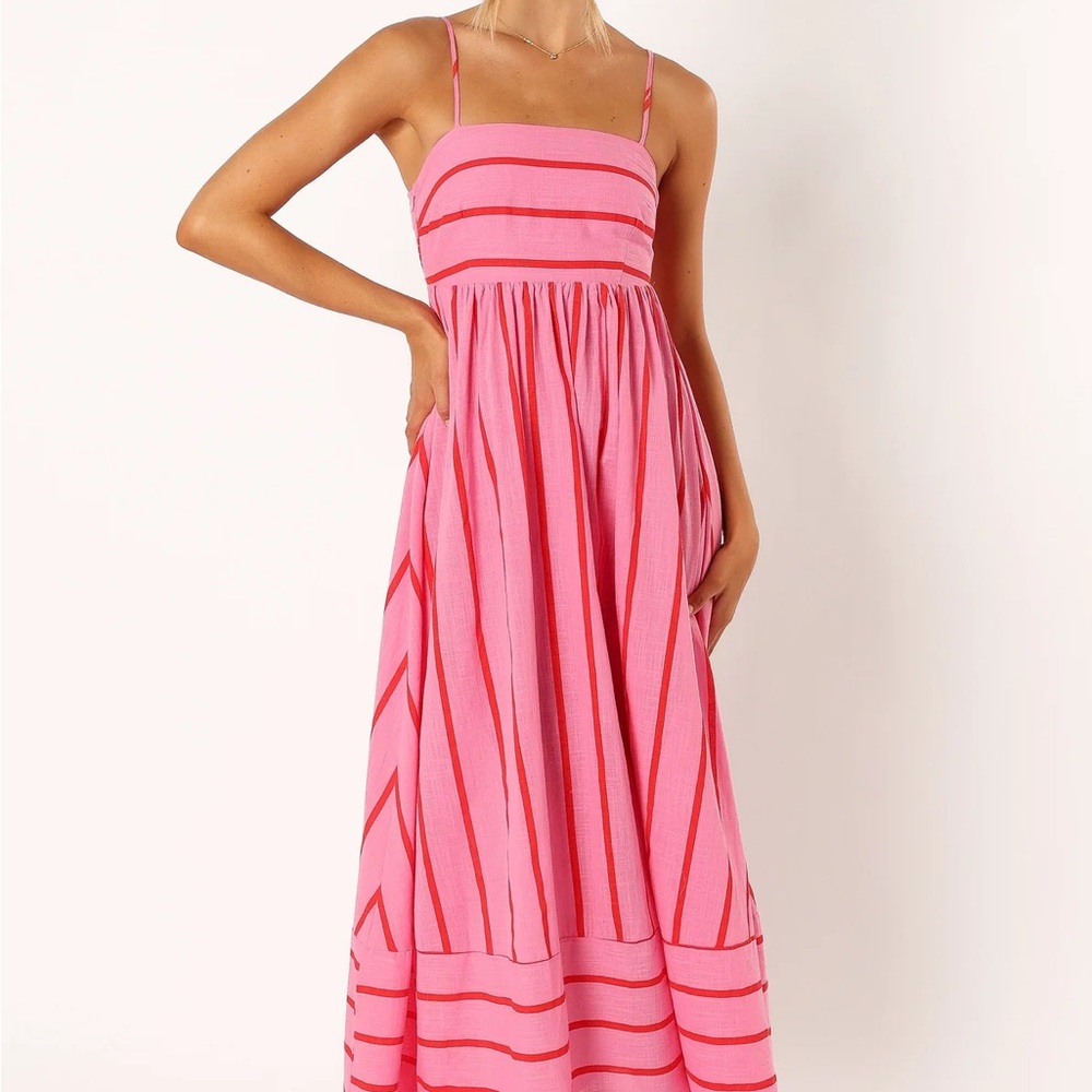 Pink and Orange Striped Maxi Dress